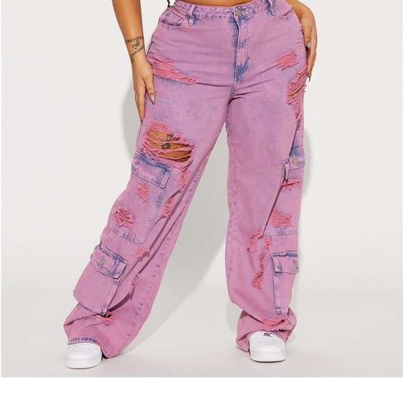 Flared jean cargo pants - Picture 3 of 6
